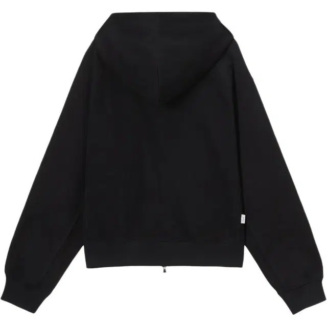 Dunst UNISEX LEATHER LOGO ZIP-UP HOODIE BLACK