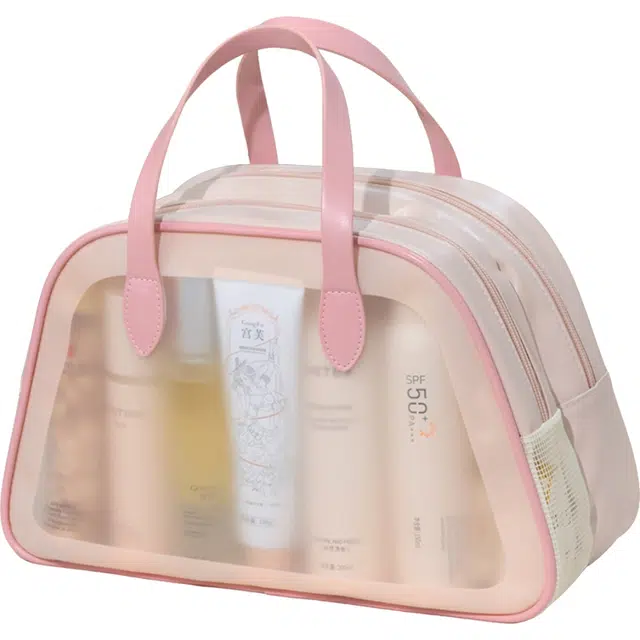 环邦双层设计干湿分离、湿区底部采用透气网面设计化妆包 便携多层收纳防水