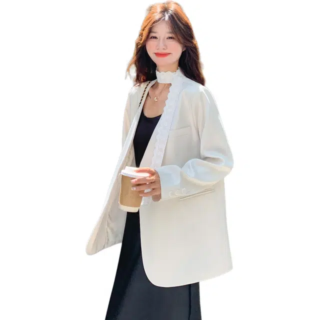 稻草人 蕾丝飘带设计休闲宽松高级感西装外套 女款