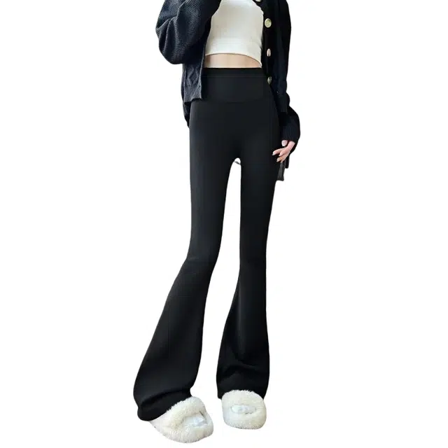 莫代尔 高腰显瘦提臀紧身微喇鲨鱼裤外穿款 薄款运动瑜伽打底裤 女款