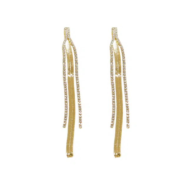 澜耀 金色流苏耳饰 气质轻奢时尚百搭小众欧美简约长款 合金 耳环 女款