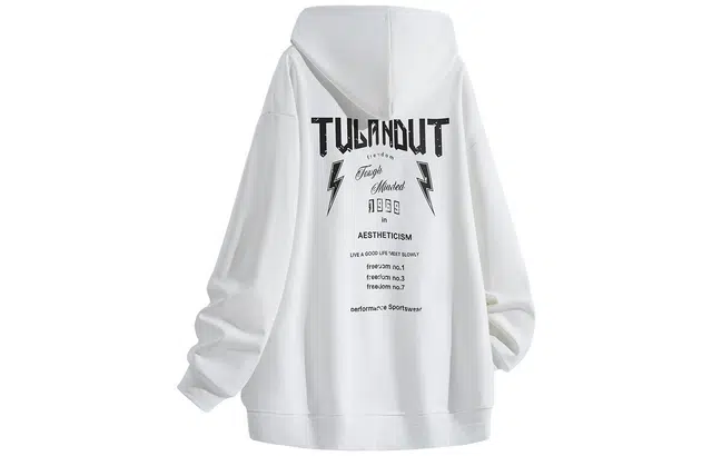 图兰朵 美式潮流高街字母印花宽松百搭重磅时尚情侣连帽卫衣 男女同款