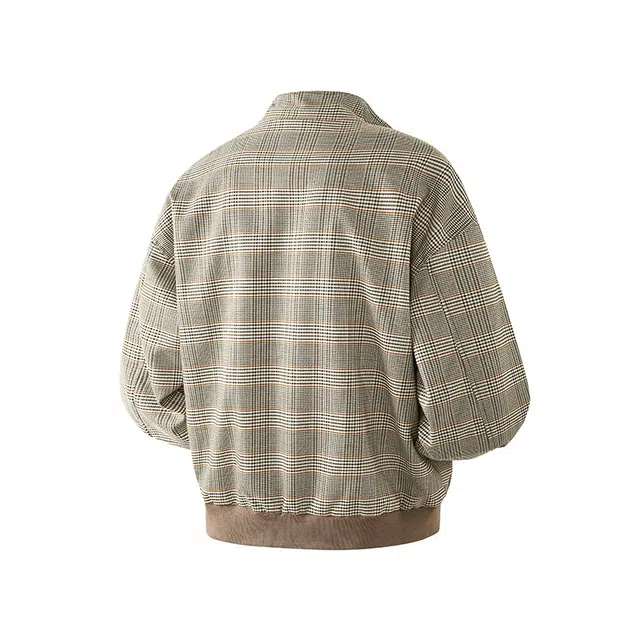 佐菲利 潮牌潮流千鸟格外套复古休闲拼色痞帅气宽松立领夹克 男女同款