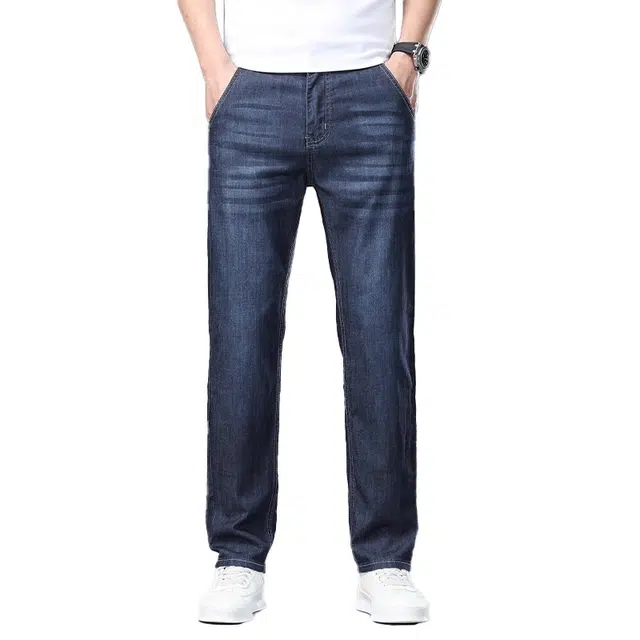 炳盛 高端天丝桑蚕丝男韩版商务休闲夏季外穿百搭长裤牛仔裤 男女同款