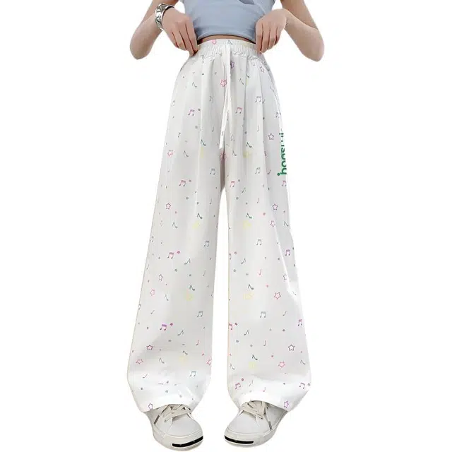 韩素伊长裤 女童裤子夏季薄款儿童休闲裤夏款阔腿裤透气夏装冰丝中大童潮 青少年