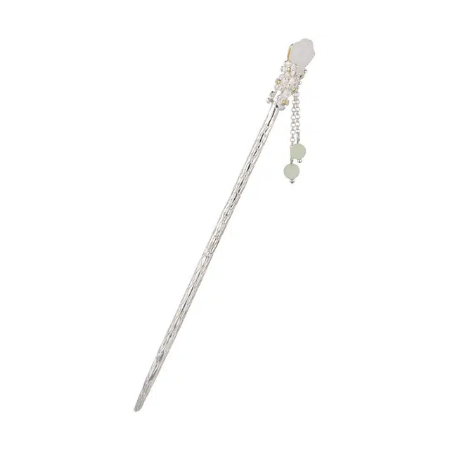 聆听花开 新中式玉兰花流苏簪子高级感步摇发钗古风饰品 铜镀银 发簪 女款