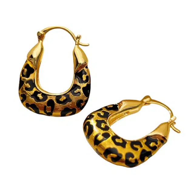 澜耀 豹纹欧美几何形 小众设计高级感耳饰 铜合金 耳环 女款