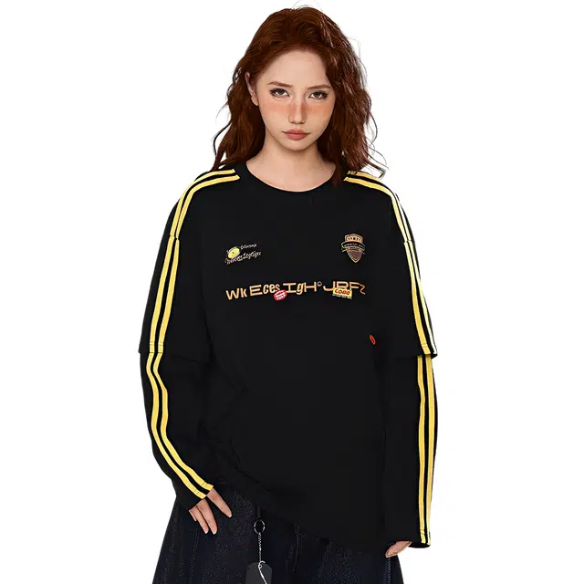 荟萃阁 美式复古百搭时尚休闲秋季薄中长宽松圆领上衣卫衣 女款