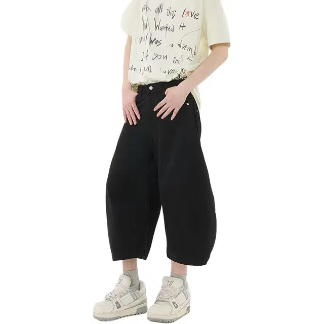 拾个壹先生 宽松休闲韩版潮流百搭裤子夏季薄款坠感阔腿拖地牛仔裤 男女同款