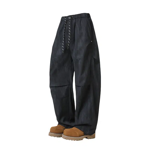 希越 美式复古褶皱直筒宽松伞兵工装裤户外潮流休闲裤 男款