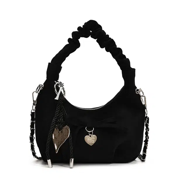 度森袋鼠 时尚百搭蝴蝶结单肩包上班通勤 绒面 手提包 常规 女款 多色