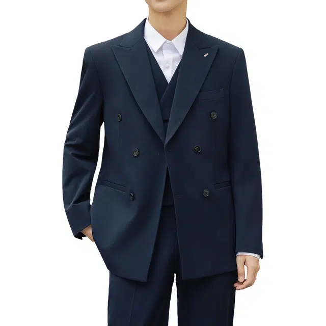 艾梵斯贝 轻奢高品质平驳领胸针点缀干练职业正装通勤风气质款商务大气休闲时尚高级感西服西装套装 男款