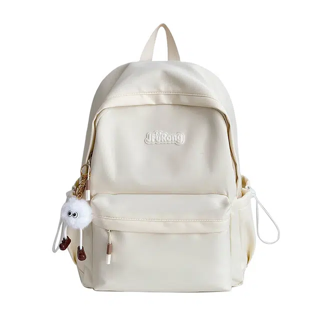 巴朗熊 高颜值气质书包女初中大学生简约纯色大容量高中生百搭校园 尼龙 双肩包 常规 男女同款情侣款 多色