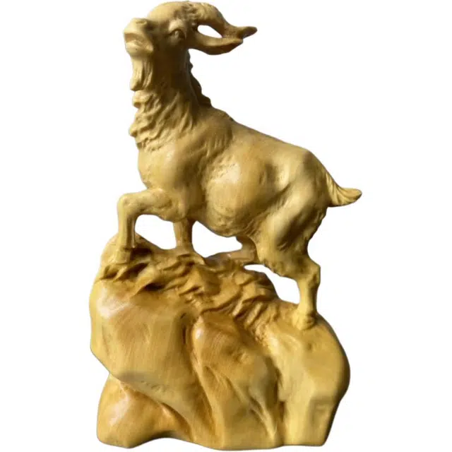 得笙陌 领头羊木雕转运新中式国潮把玩雕刻把件 黄杨木 摆件 男女同款情侣款