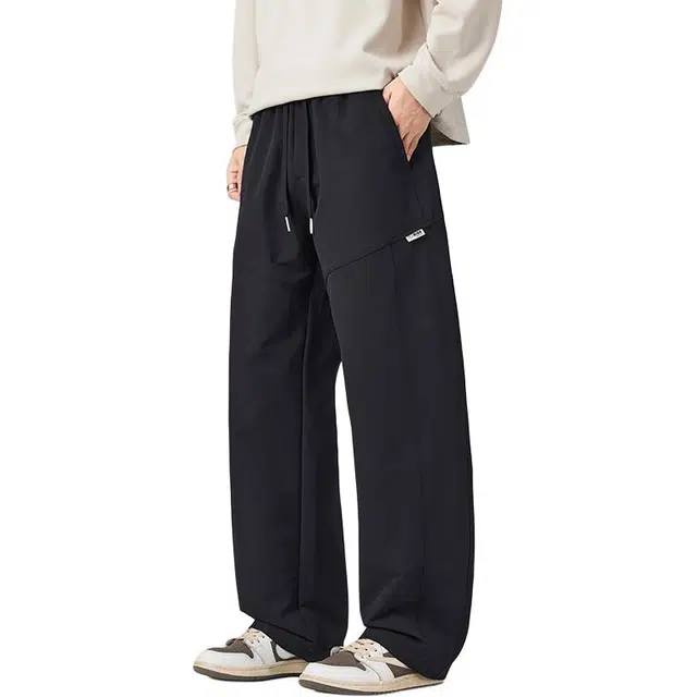 协协乐 防风防水户外裤潮牌美式拼接设计感春秋季宽松阔腿拖地裤百搭青少年直筒运动露营长裤休闲裤 男款