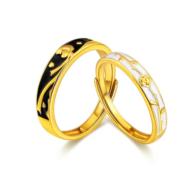 老凤祥 小王子与玫瑰花对戒 浪漫甜蜜真爱轻奢小众 日常百搭显白礼盒#好运 足银 戒指 男女同款情侣款