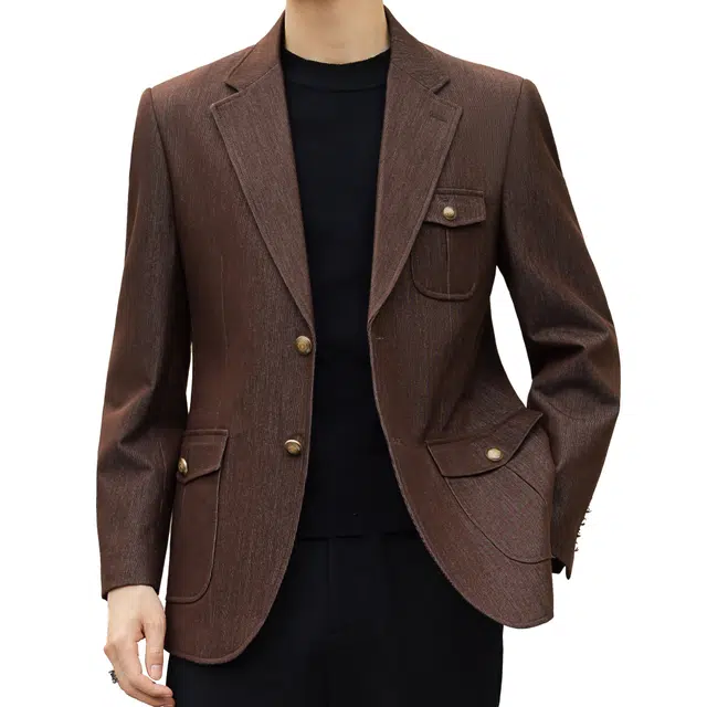 艾梵斯贝 高品质轻奢简约设计款平驳领干练职业正装通勤风气质款商务大气休闲时尚高级感西服西装 男款