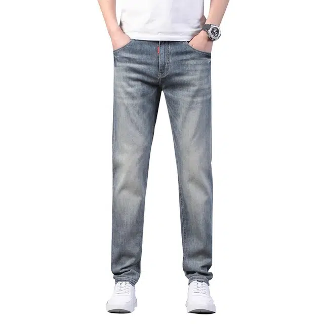 炳盛 高端怀旧蓝男士潮牌商务休闲夏季薄款外穿修身直筒长裤牛仔裤 男女同款