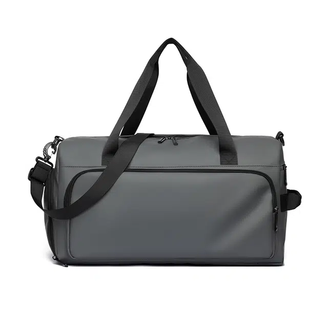 醇龙 独立鞋仓背包训练健身短途出差可斜挎 尼龙 旅行包 男女同款情侣款 黑色/灰色