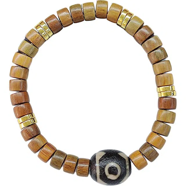 得笙陌 天珠原创设计药片珠禅意多宝藏式文玩#好运 绿檀 手串 男女同款情侣款