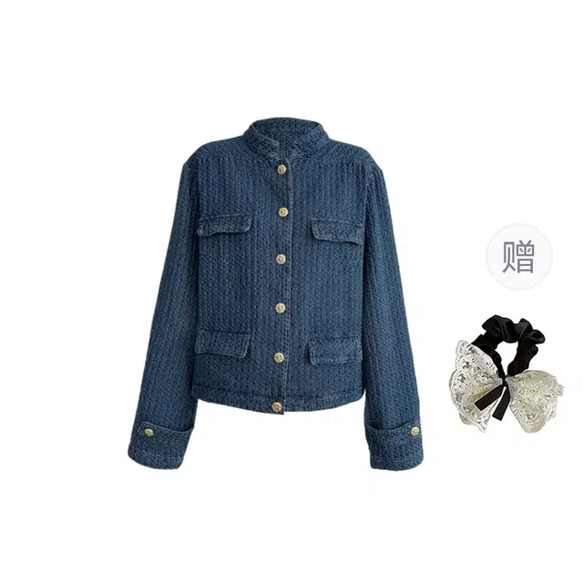 涂诗菲 小众韩版肌理感牛仔小香风设计感百搭潮流时尚外套夹克 女款