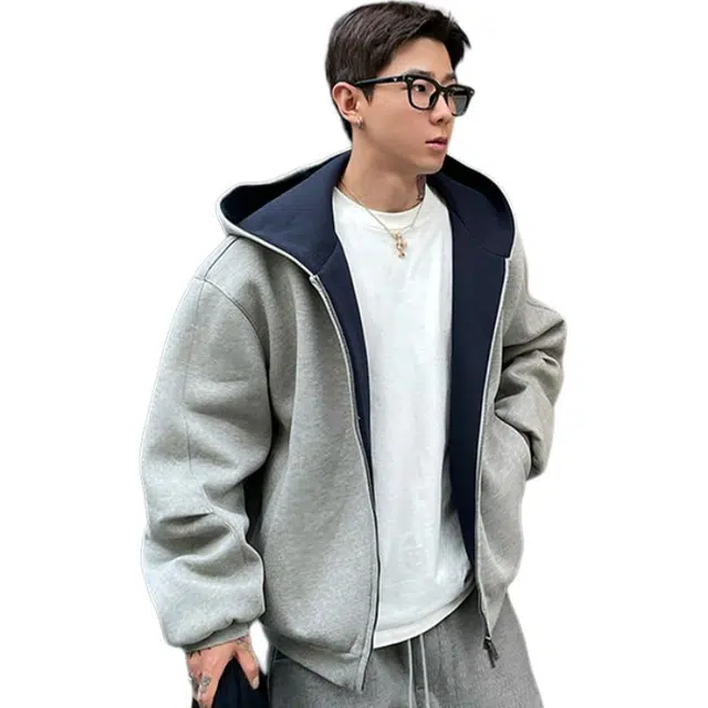 黑马漫画 美式高街宽松连帽开衣外套男秋款卫衣 男女同款