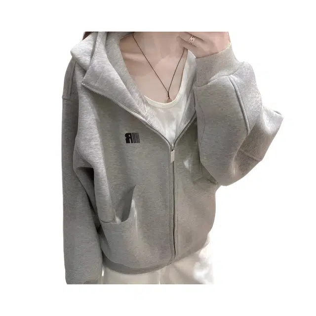 望莱仕 秋冬美式高领连帽开衫百搭宽松拉链外套上衣卫衣 女款