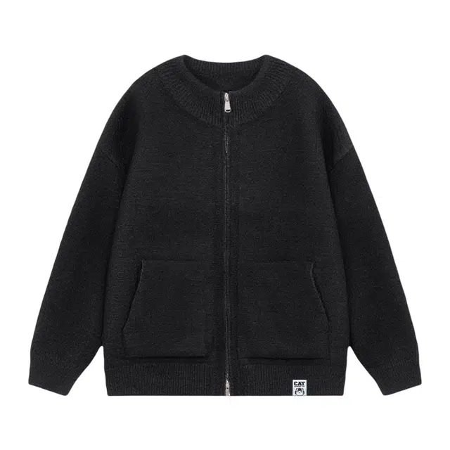 吾皇猫 学院风美式复古高街基础款长袖上衣慵懒风时尚贴布设计舒适透气春秋款针织外套潮流简约百搭冬季休闲开衫毛衣 男女同款