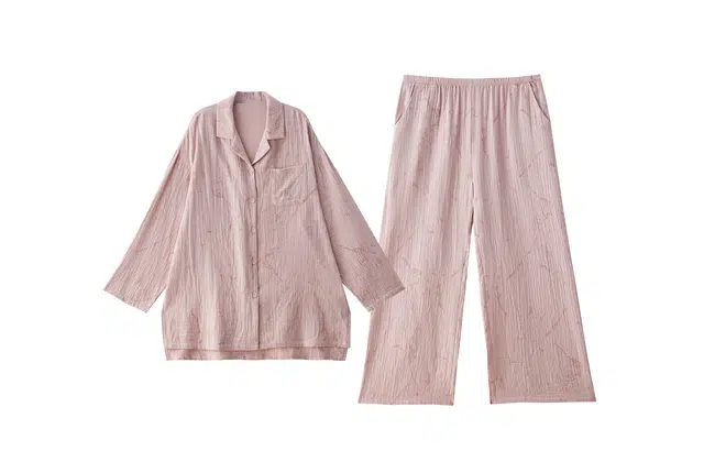 俏薇妮 休闲春秋款纯棉纱布婴儿棉带胸垫一体长袖大码家居服睡衣套装 女款