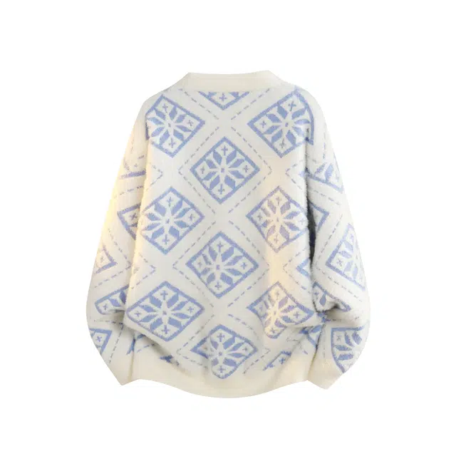 吾皇猫 美式潮牌学院风仿貂绒菱形格高级感设计宽松内搭舒适慵懒软糯亲肤休闲圆领套头长袖针织衫毛衣 男女同款