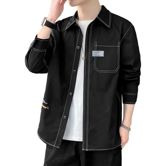 瑞梵帝斯 潮牌秋季休闲上衣服百搭印花开衫外套潮流元素吸睛度满分长袖版型贴合穿搭需求可单穿可叠搭衬衫 男款