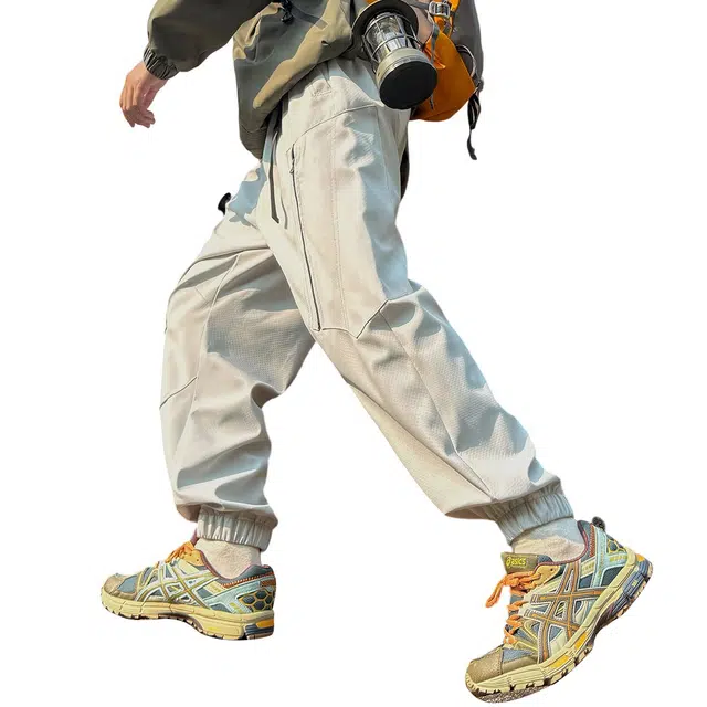 顶峰保罗 美式软壳机能风高街防风防水束脚裤无性别主义户外登山骑行山系纯色伞兵工装运动长裤弹力抽绳显高显瘦宽松百搭休闲裤 男女同款