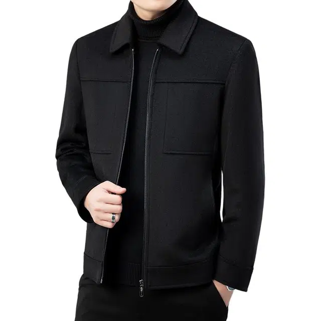 太子龍 翻领行政拉链纯色夹克外套 男款