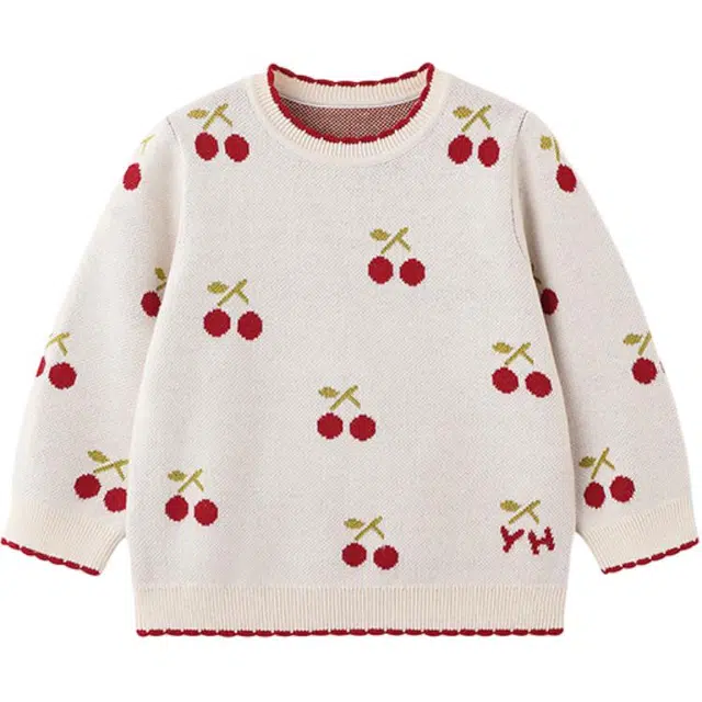 英氏圆领毛衣 保暖套头秋冬可爱提花休闲软糯不扎羊毛衫 儿童款