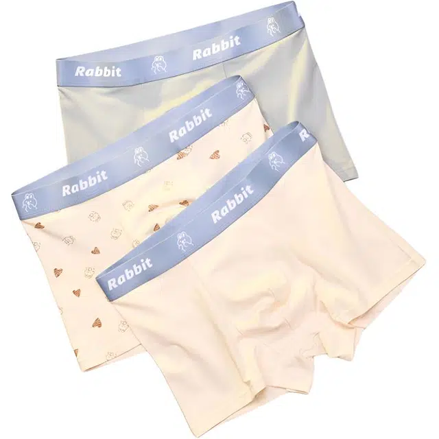 潞优野 高级感轻柔莫代尔棉夏季轻薄款透气可爱小兔印花四角秋季平角内裤 男款