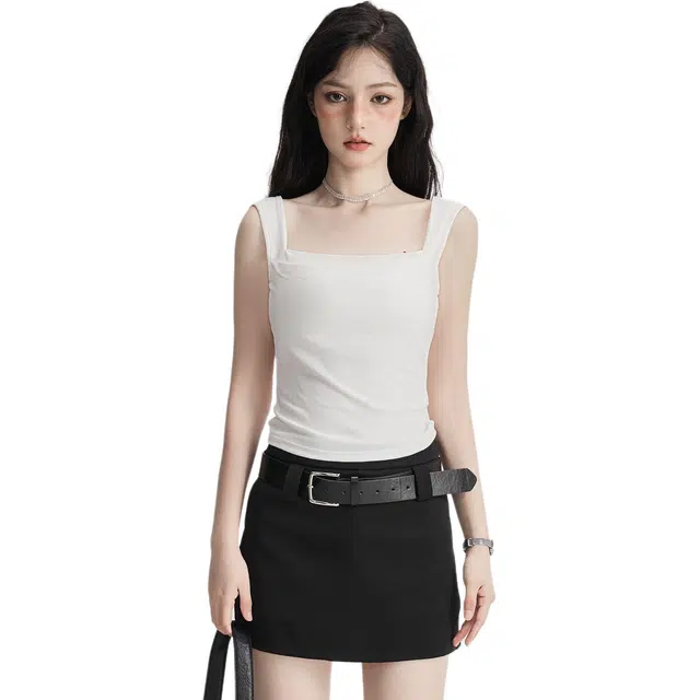 么宁 美式复古工字吊带无袖纯色修身版型舒适时尚简约大方内搭外穿圆领打底背心 女款