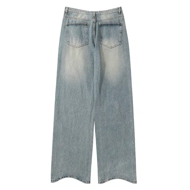 普鲁士多特蒙德 美式高街潮牌舒适宽松长裤复古简约印花设计日常通勤百搭休闲牛仔裤 男女同款