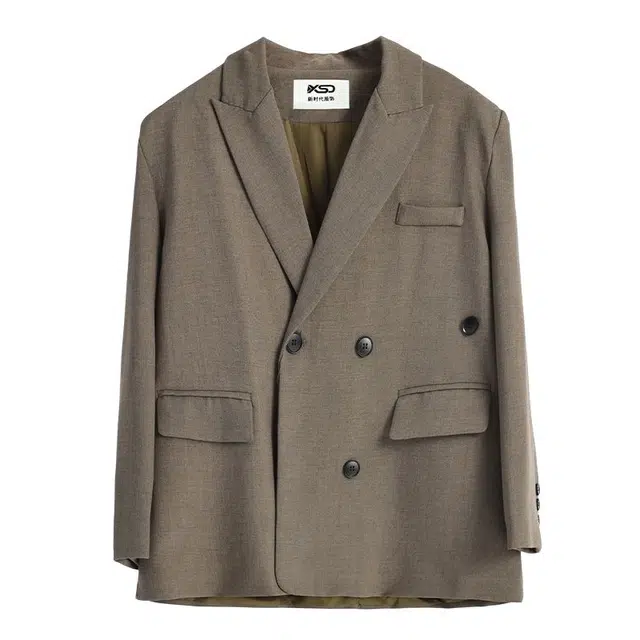 拾籍 复古设计感双排扣宽松休闲气质百搭舒适外套西装 女款