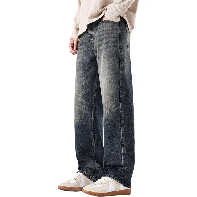 洞洞拐 美式复古宽松舒适直筒牛仔裤 男女同款