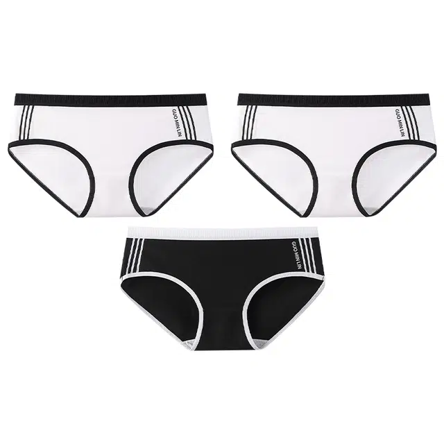 宜而爽 条纹运动风简约纯棉短裤纯色时尚透气吸汗亲肤日系少女风平角裤日常穿着健身三角内裤 女款