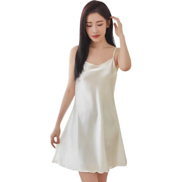 桔内 夏季冰丝吊带睡裙性感薄款仿真丝冰感丝滑女宽松家居睡衣套装 女款