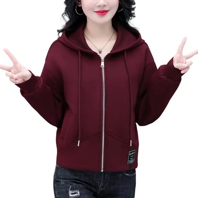 缪斯的诱惑 经典时尚潮流纯色高品质休闲风格百搭短款上衣夹克舒适透气柔软运动轻便软壳衣拉链开衫外套连帽棒球服 女款