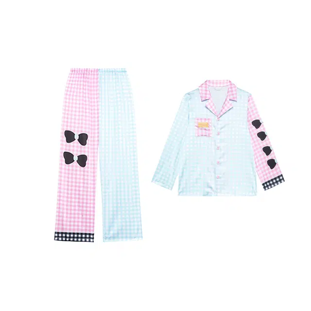 木清清 甜格蝴蝶结印花冰丝可外穿长袖上衣长裤休闲套装 女款