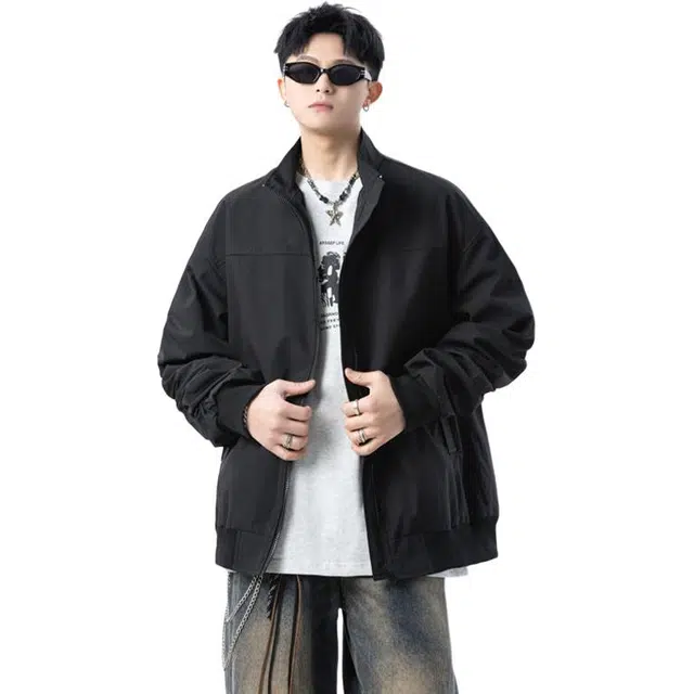 佐菲利 美式机能风教练潮牌痞帅立领外套户外百搭运动上衣夹克 男女同款