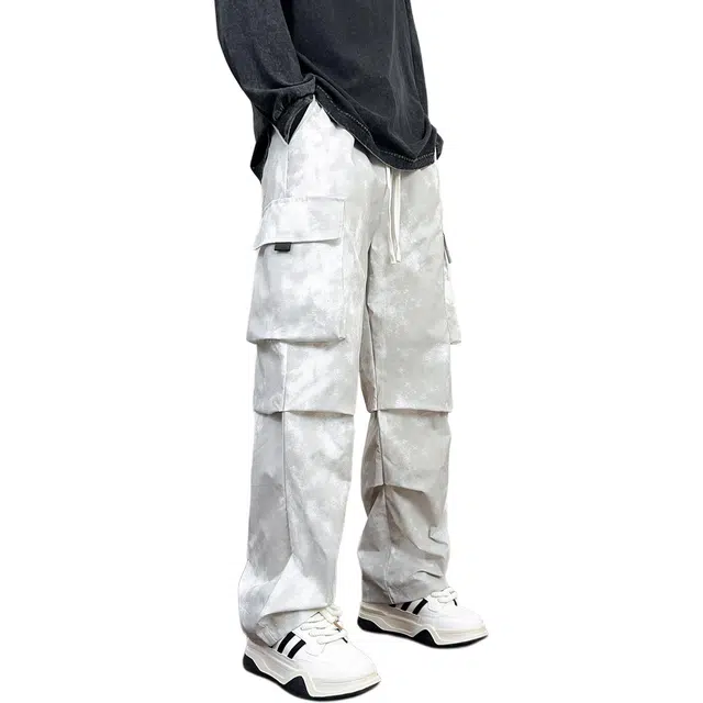 左岸 春秋美式高街复古潮牌脏脏裤休闲宽松运动直筒长裤大口袋百搭柔软亲肤舒适透气阔腿裤户外山系机能工装裤 男款