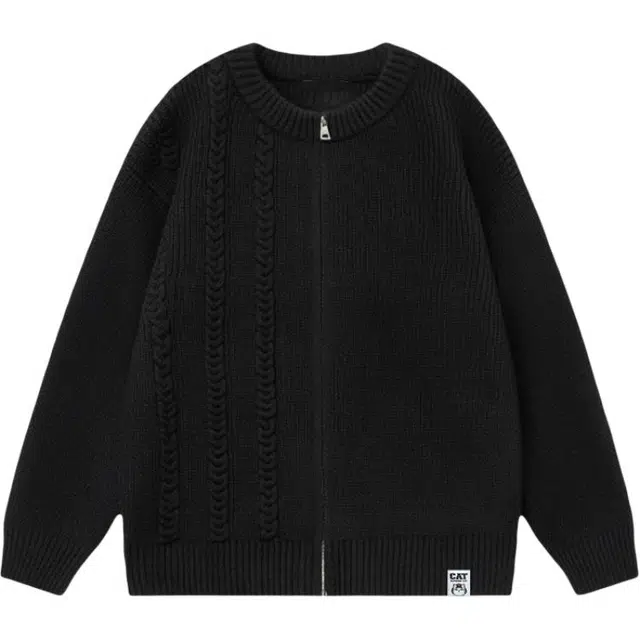 吾皇猫 学院风美式复古高街基础款长袖上衣慵懒风时尚贴布舒适透气春秋针织外套潮流简约百搭冬季休闲开衫毛衣 男女同款