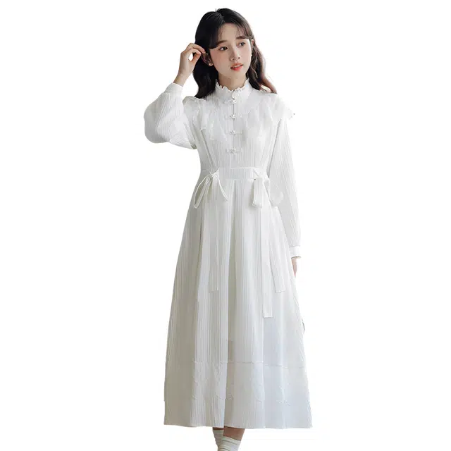 荟萃阁 公主裙国风复古甜美设计感收腰显瘦长袖连衣裙 女款
