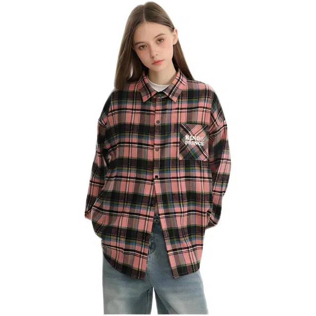 木木兔 美式复古宽松休闲衬衣格子外套时尚文艺原宿衬衫 男款