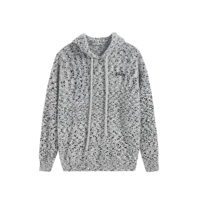 艾梵斯贝 美式复古潮流小众设计款无性别高级感花纱连帽日常通勤百搭北欧风宽松休闲质感针织衫 男女同款