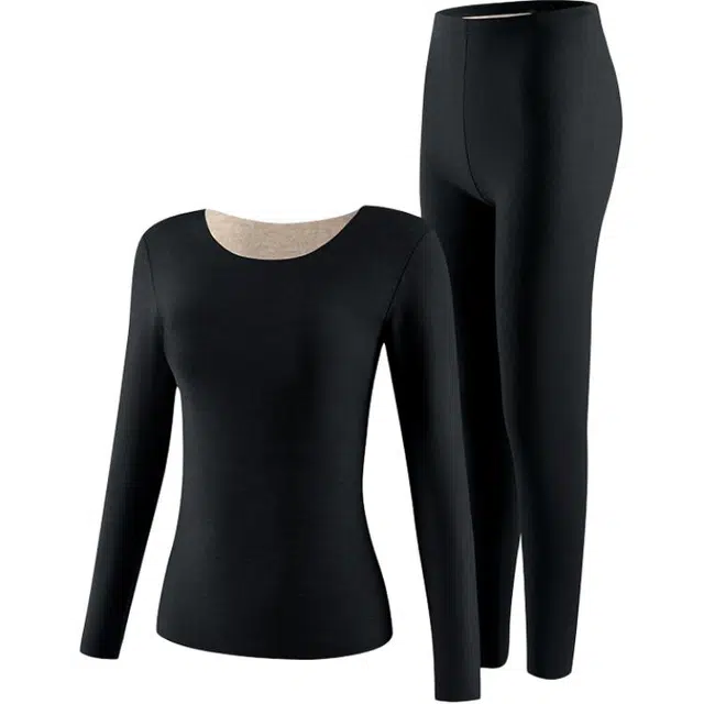 草本初色 冬季保暖内衣加厚加绒德羊绒蚕丝无痕秋衣秋裤打底保暖套装 女款